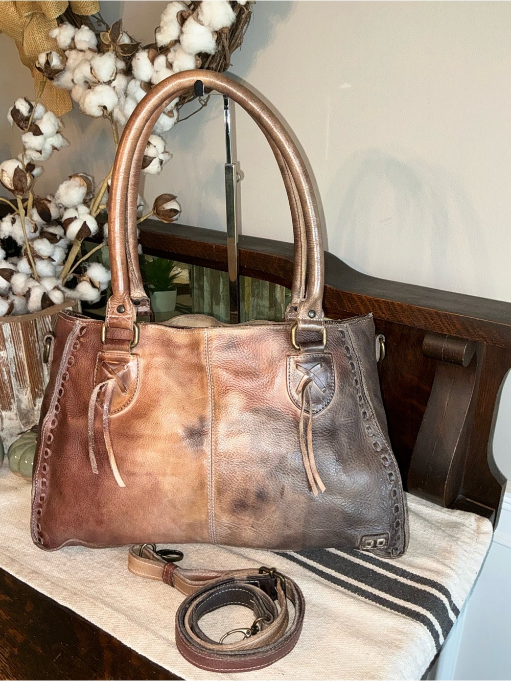 NWOT Bed Stu Rockababy Leather Satchel Shoulder Crossbody Bag Starry Night $325